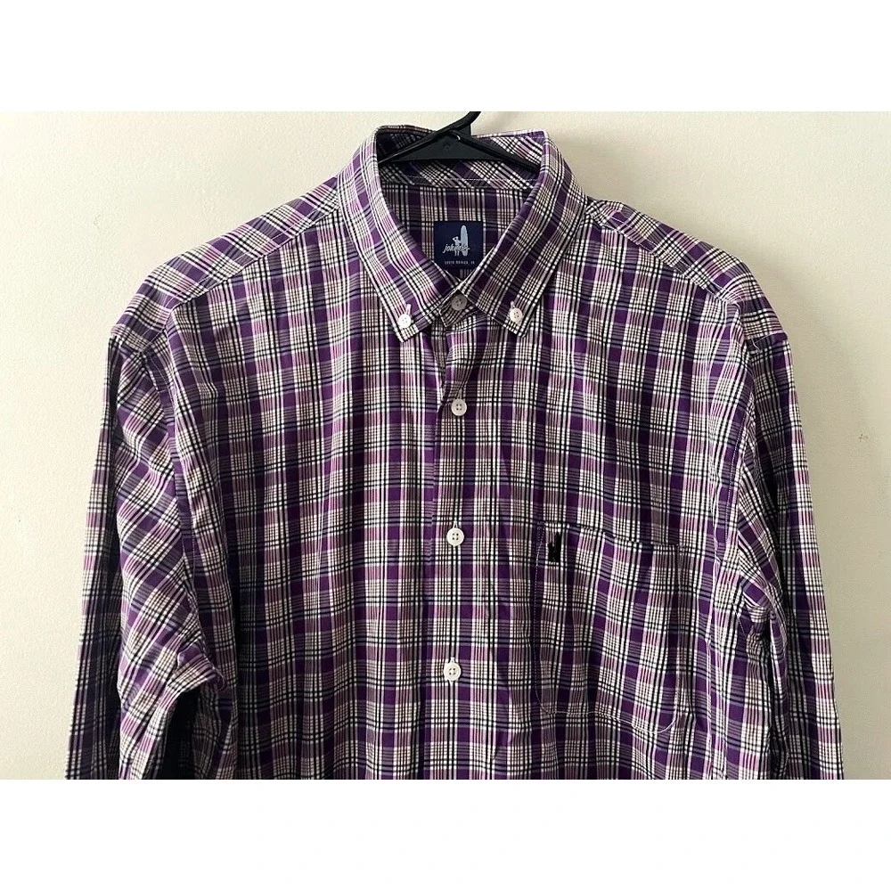 Johnnie-O Men's Long Sleeve Button Down Shirt Green Purple Size Large